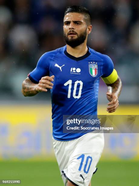 Lorenzo Insigne of Italy during the International Friendly match between Italy v Holland at the Allianz Stadium on June 4, 2018 in Turin Italy