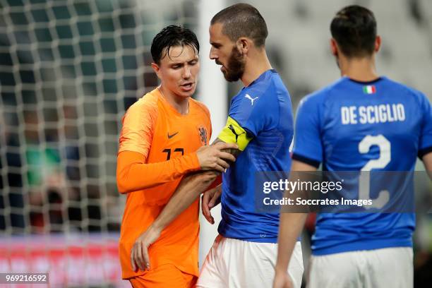 Steven Berghuis of Holland, Leonardo Bonucci of Italy during the International Friendly match between Italy v Holland at the Allianz Stadium on June...