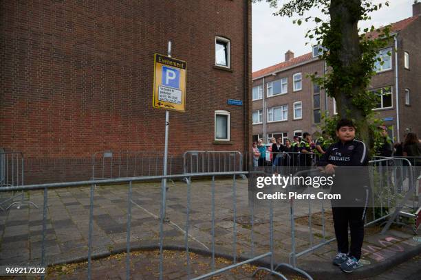 Child stands where anti-islam group planned to hold a barbecue on June 7, 2018 in Rotterdam, Netherlands.The anti-islam group Pegida cancelled a...