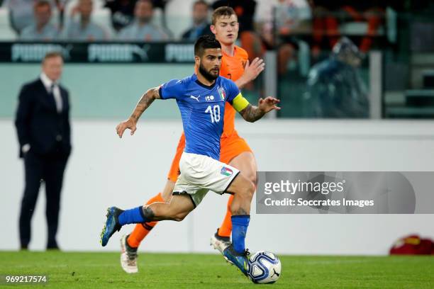 Lorenzo Insigne of Italy during the International Friendly match between Italy v Holland at the Allianz Stadium on June 4, 2018 in Turin Italy