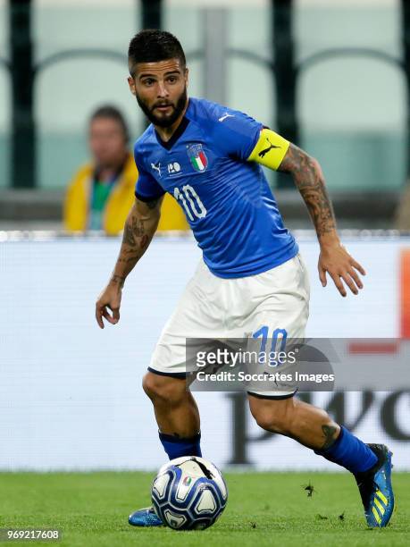 Lorenzo Insigne of Italy during the International Friendly match between Italy v Holland at the Allianz Stadium on June 4, 2018 in Turin Italy