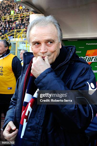 Franco Colomba, coach of Bologna FC, looks on during the Serie A match between Bologna FC and Juventus FC at Stadio Renato Dall'Ara on February 21,...