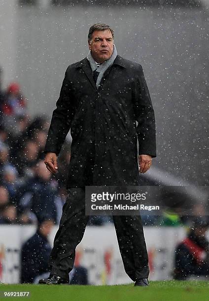 Blackburn manager Sam Allardyce looks on during the Barclays Premier League match between Blackburn Rovers and Bolton Wanderers at Ewood Park on...