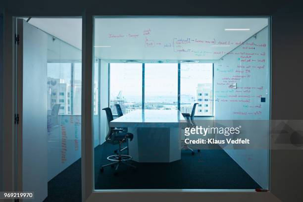 interior shot of modern designed meeting room - fensterfront innen stock-fotos und bilder