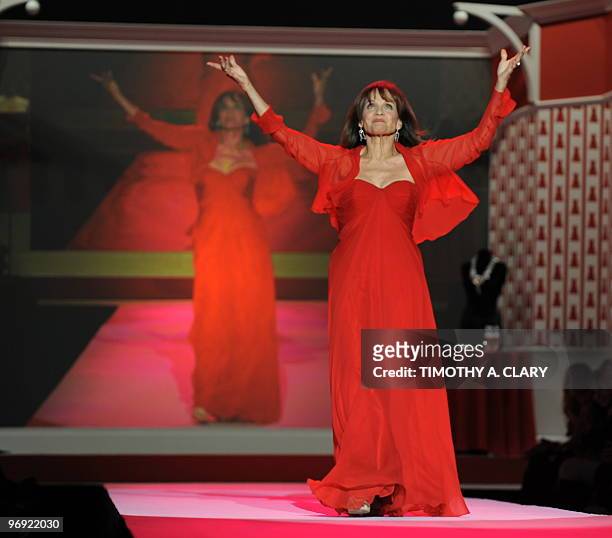Valerie Harper models fashions from the Heart Truth Red Dress Collection during the fall 2010 Mercedes-Benz Fashion Week in New York on February 11,...