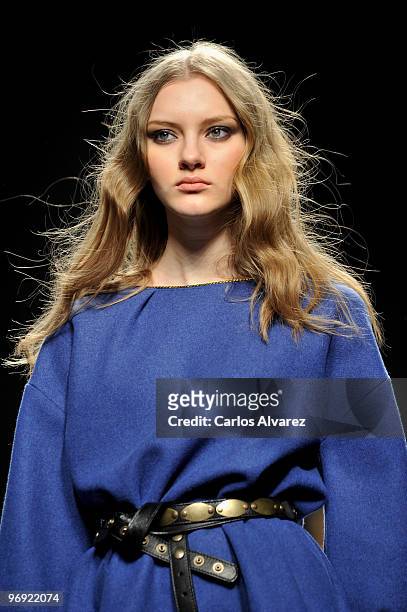 Model walks the runway at Kina Fernandez show during Cibeles Fashion Week at Ifema on February 21, 2010 in Madrid, Spain.