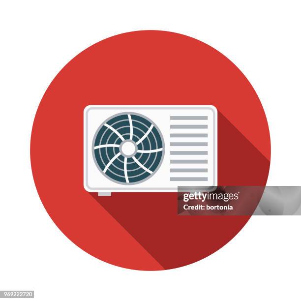 air conditioner flat design summer icon with side shadow - air conditioner outside stock illustrations