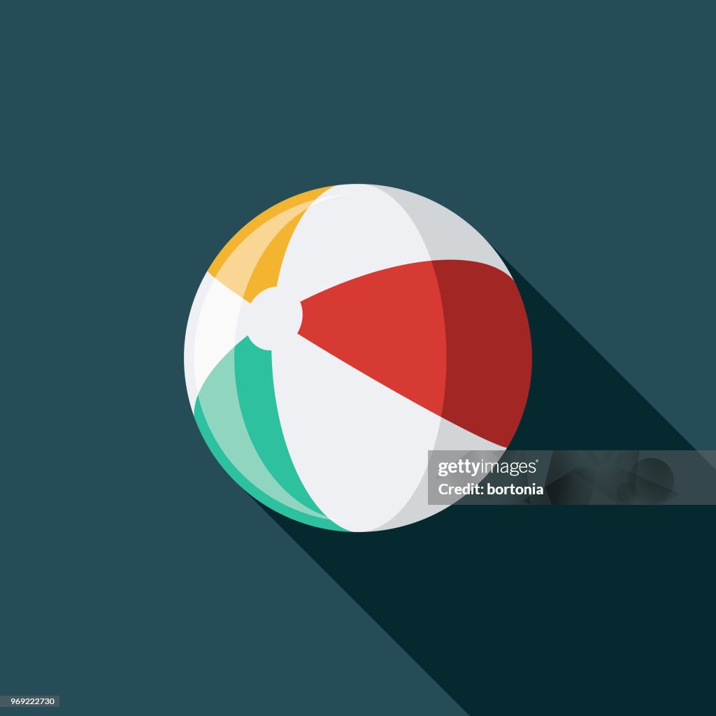 Beach Ball Flat Design Summer Icon with Side Shadow
