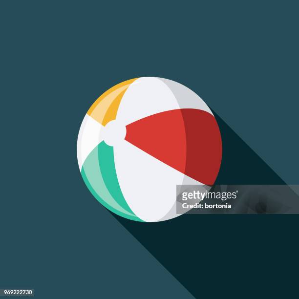 beach ball flat design summer icon with side shadow - beach ball stock illustrations