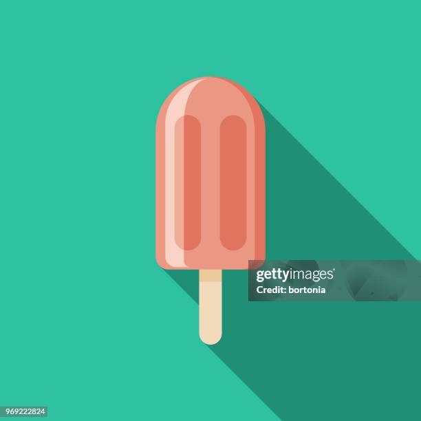 frozen ice flat design summer icon with side shadow - popsicle stick stock illustrations