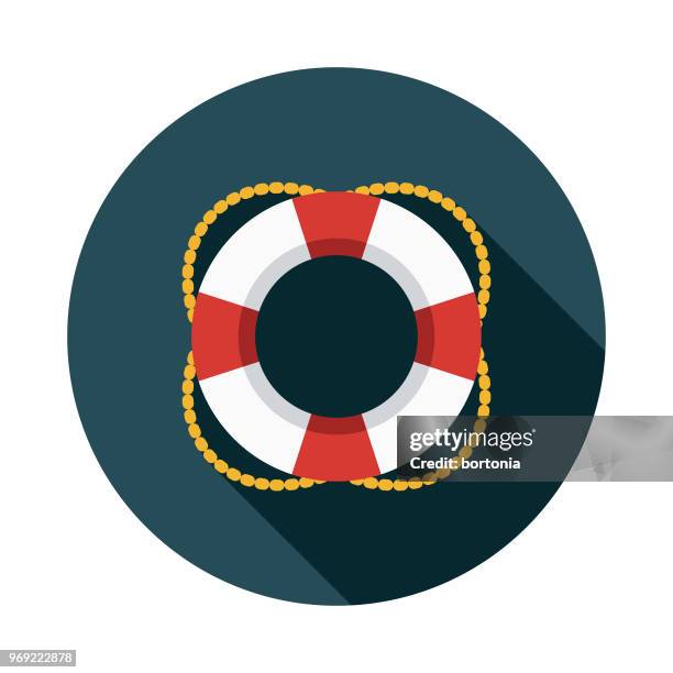 life preserver flat design summer icon with side shadow - pool float stock illustrations