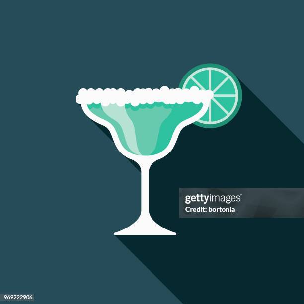 ilustrações de stock, clip art, desenhos animados e ícones de margarita flat design summer icon with side shadow - bebida gelada