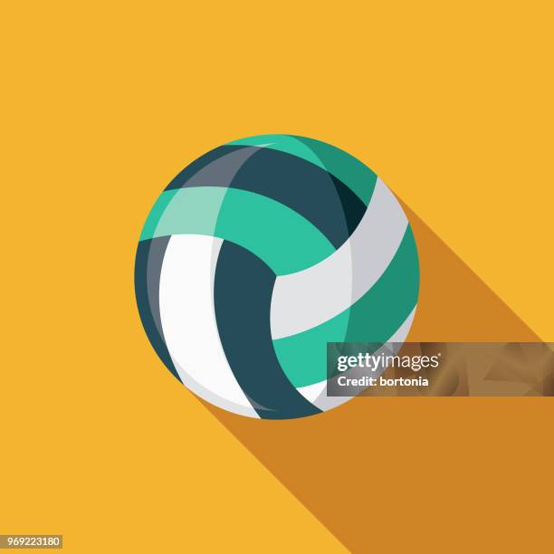 stockillustraties, clipart, cartoons en iconen met beachvolleybal platte ontwerp zomer pictogram met kant schaduw - volleybal teamsport