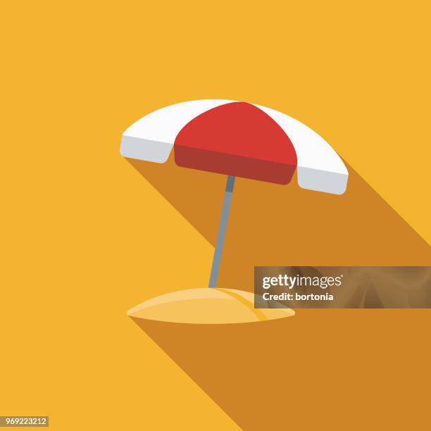 illustrations, cliparts, dessins animés et icônes de plage parasol design plat été icône avec côté ombre - parasol de plage