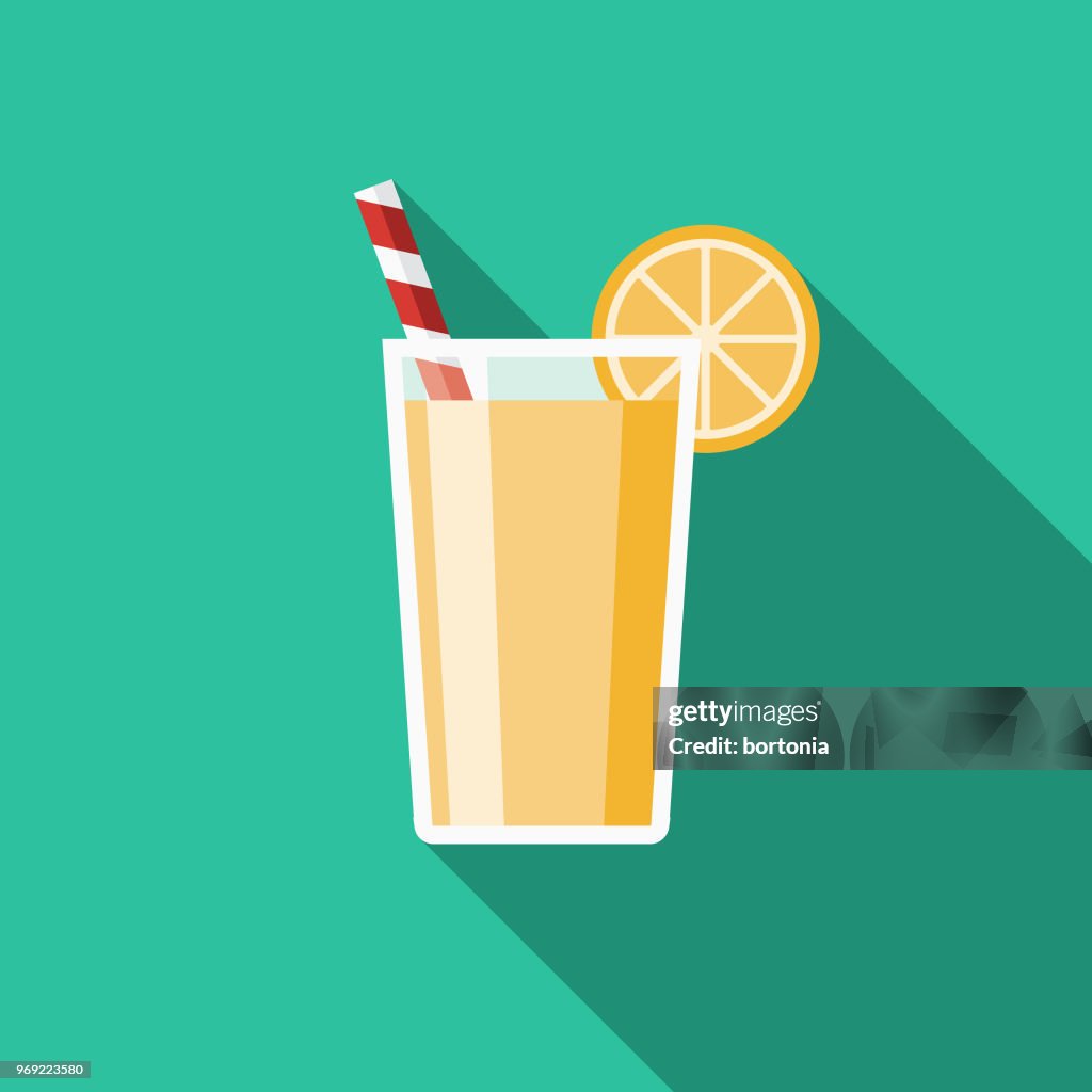 Lemonade Flat Design Summer Icon with Side Shadow