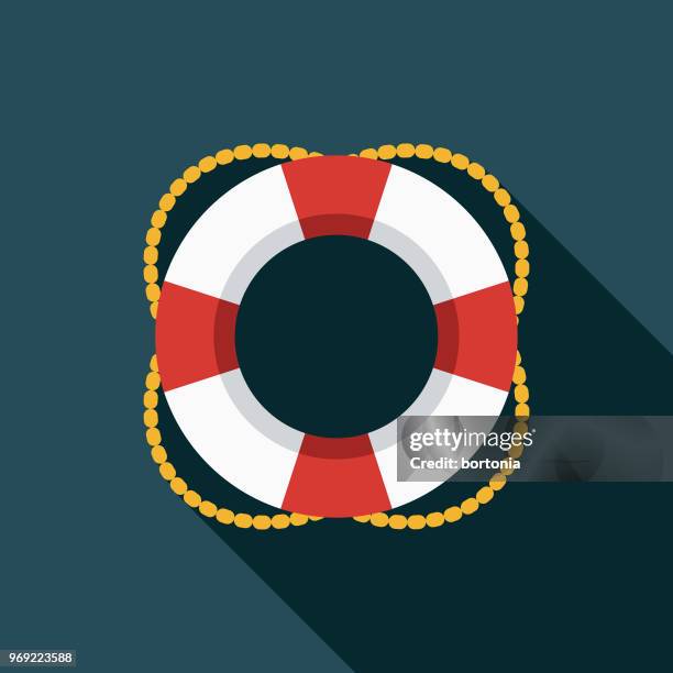 ilustraciones, imágenes clip art, dibujos animados e iconos de stock de icono de verano de diseño plano salvavidas con sombra lateral - lifeguard