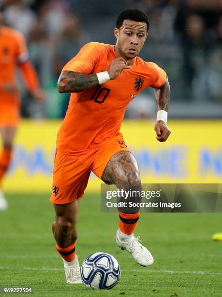 Memphis Depay of Holland during the International Friendly match between Italy v Holland at the Allianz Stadium on June 4, 2018 in Turin Italy