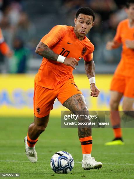 Memphis Depay of Holland during the International Friendly match between Italy v Holland at the Allianz Stadium on June 4, 2018 in Turin Italy