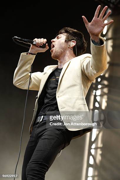 Davey Havok of AFI performs on stage at the Sydney leg of the Soundwave Festival at Eastern Creek Raceway on February 21, 2010 in Sydney, Australia.