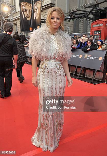 Singer Kimberley Walsh from Girls Aloud attend the Orange British Academy Film Awards 2010 at the Royal Opera House on February 21, 2010 in London,...