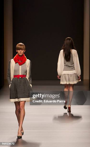 Model walks the runway at Miriam Ocariz show during Cibeles Fashion Week at Ifema on February 21, 2010 in Madrid, Spain.