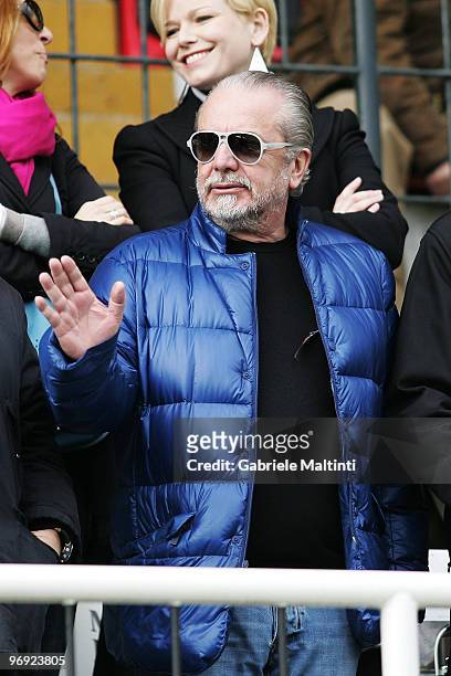 Aurelio De Laurentis, president of SSC Napoli, during the Serie A match between AC Siena and SSC Napoli at Stadio Artemio Franchi on February 21,...
