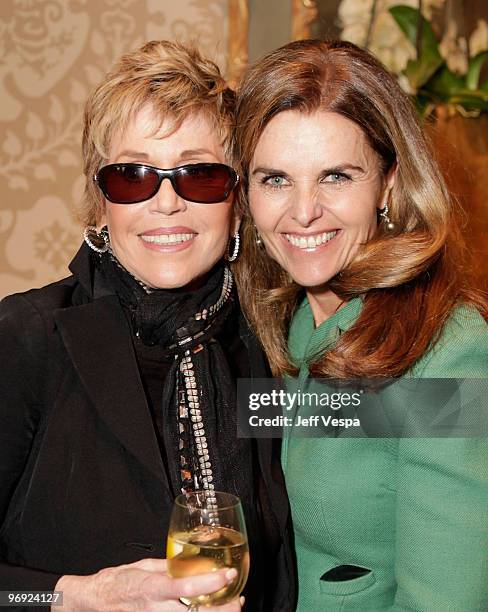 Actor/V-Day Board Member Jane Fonda and California's First Lady Maria Shriver attend V-Day's 4th Annual LA Luncheon featuring a reading of Eve...