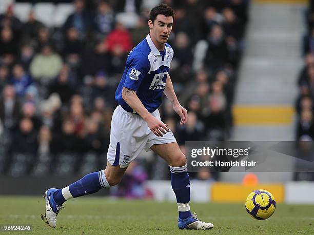 Liam Ridgewell of Birmingham in action during the Barclays Premier League match between Fulham and Birmingham City at Craven Cottage on February 21,...