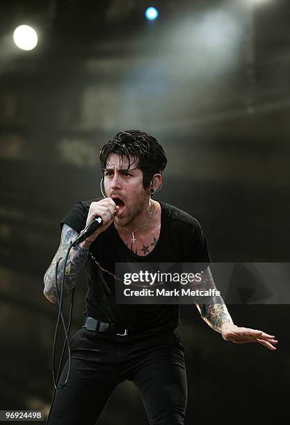 Davey Havok of AFI performs on stage during Soundwave Festival at Eastern Creek Raceway on February 21, 2010 in Sydney, Australia.