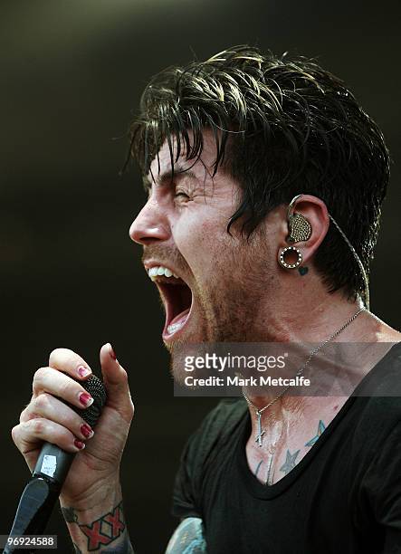 Davey Havok of AFI performs on stage during Soundwave Festival at Eastern Creek Raceway on February 21, 2010 in Sydney, Australia.