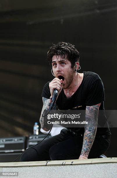 Davey Havok of AFI performs on stage during Soundwave Festival at Eastern Creek Raceway on February 21, 2010 in Sydney, Australia.