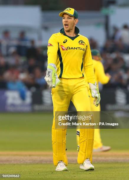 Australia's Tim Paine during the tour match at the 1st Central County Ground, Hove.