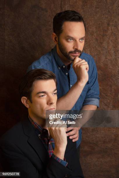 Comedians/actors Nick Kroll and John Mulaney are photographed for Los Angeles Times on February 15, 2017 in Hollywood, California. PUBLISHED IMAGE....