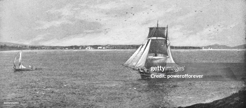 Voilier sur la mer de Marmara à Istanbul, Turquie - XIXe siècle