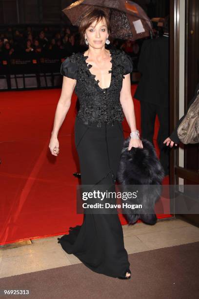 Kristin Scott Thomas arrives at the Orange British Academy Film Awards held at The Royal Opera House on February 21, 2010 in London, England.