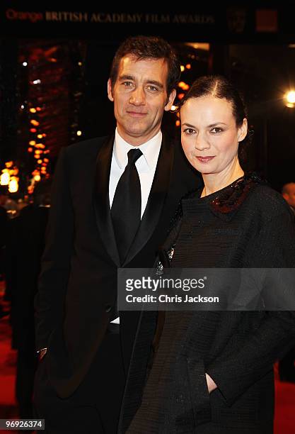 Clive Owen and Sarah-Jane Fenton attend the Orange British Academy Film Awards 2010 at the Royal Opera House on February 21, 2010 in London, England.