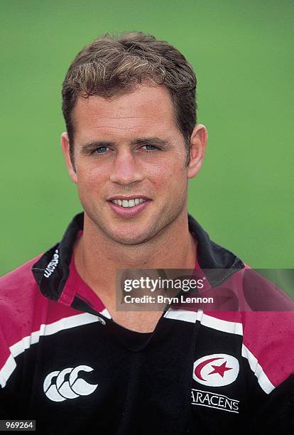 Portrait of Vice Captain Kyran Bracken of Saracens 2001/02 Rugby Union Squad taken at Highgate in England. \ Mandatory Credit: Bryn Lennon /Allsport