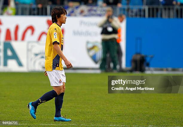 Shunsuke Nakamura leaves the field after the La Liga match between Malaga and Espanyol at La Rosaleda Stadium on February 21, 2010 in Malaga, Spain.