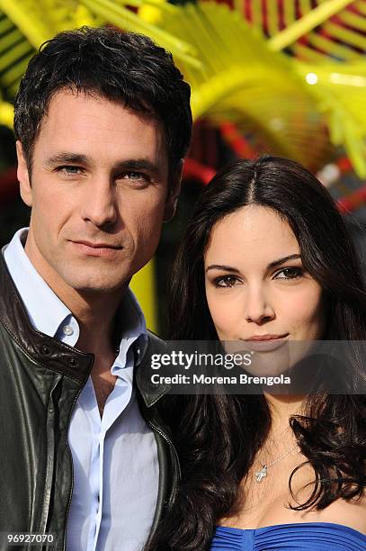 Raul Bova and Michela Quattrociocche attend the Italian TV show "Quelli Che il Calcio" on February 21, 2010 in Milan, Italy.