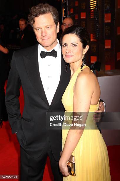 Livia Giuggioli and Colin Firth arrive at the Orange British Academy Film Awards held at The Royal Opera House on February 21, 2010 in London,...