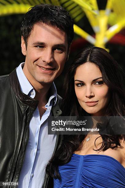 Raul Bova and Michela Quattrociocche attend the Italian TV show "Quelli Che il Calcio" on February 21, 2010 in Milan, Italy.