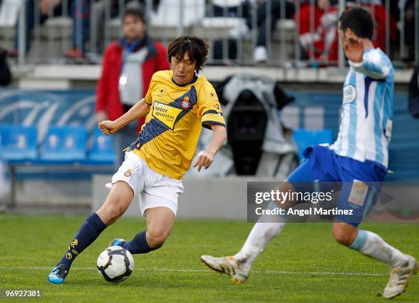 Shunsuke Nakamura of Espanyol in action during the La Liga match between Malaga and Espanyol at La Rosaleda Stadium on February 21, 2010 in Malaga,...