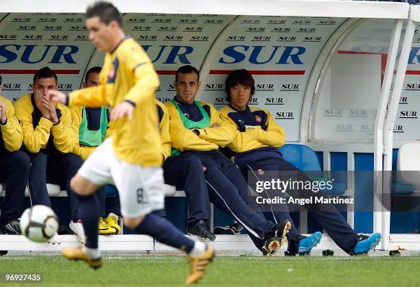 Shunsuke Nakamura of Espanyol looks on the play during the La Liga match between Malaga and Espanyol at La Rosaleda Stadium on February 21, 2010 in...