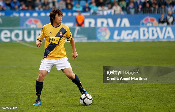 Shunsuke Nakamura of Espanyol in action during the La Liga match between Malaga and Espanyol at La Rosaleda Stadium on February 21, 2010 in Malaga,...