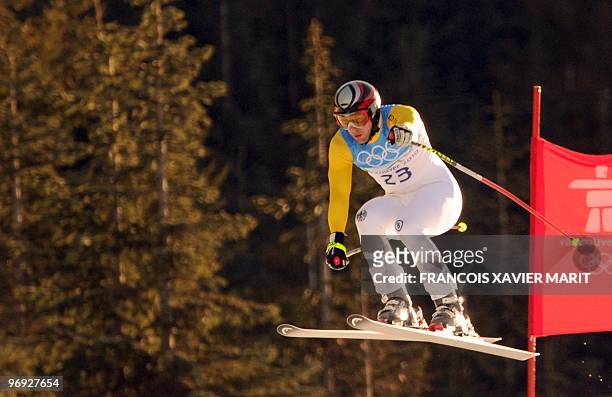 Germany's Stephan Keppler is seen during the downhill of the Men's Vancouver 2010 Winter Olympics Super Combined event at Whistler Creek side Alpine...