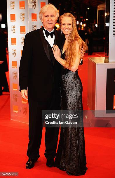 Director James Cameron and Susie Amis attends the Orange British Academy Film Awards 2010 at the Royal Opera House on February 21, 2010 in London,...