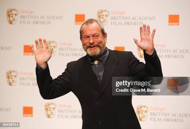 Terry Gilliam poses in the awards room during the The Orange British Academy Film Awards 2010, at The Royal Opera House on February 21, 2010 in...