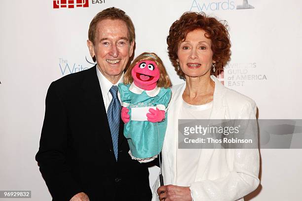 Bob McGrath and Fran Brill attend the 62 Annual Writers Guild Awards - Arrivals & Cocktail Party at the Millennium Broadway Hotel on February 20,...