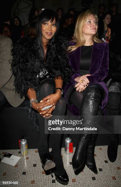 Naomi Campbell and Ekaterina Doronin pose on the front row at the Vivienne Westwood Red Label show for London Fashion Week Autumn/Winter 2010 at on...