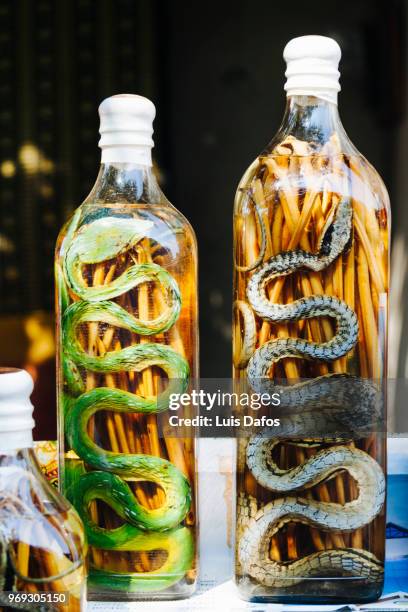 snake liquor - laotische kultur stock-fotos und bilder